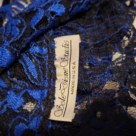 Sole Dione Studio Blue Flower Design Sheer Lace Look Overshirt Sz 3X - Picture 7 of 8
